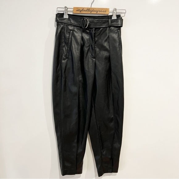 Aritzia Babaton Mayne High Rise Vegan Leather Pleated Pant - Picture 3 of 10